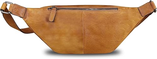 Miniatura 3 de Riñonera de piel auténtica, bolsa de viaje multifunción para senderismo, múltiples bolsillos para correr y ciclismo, Marrón