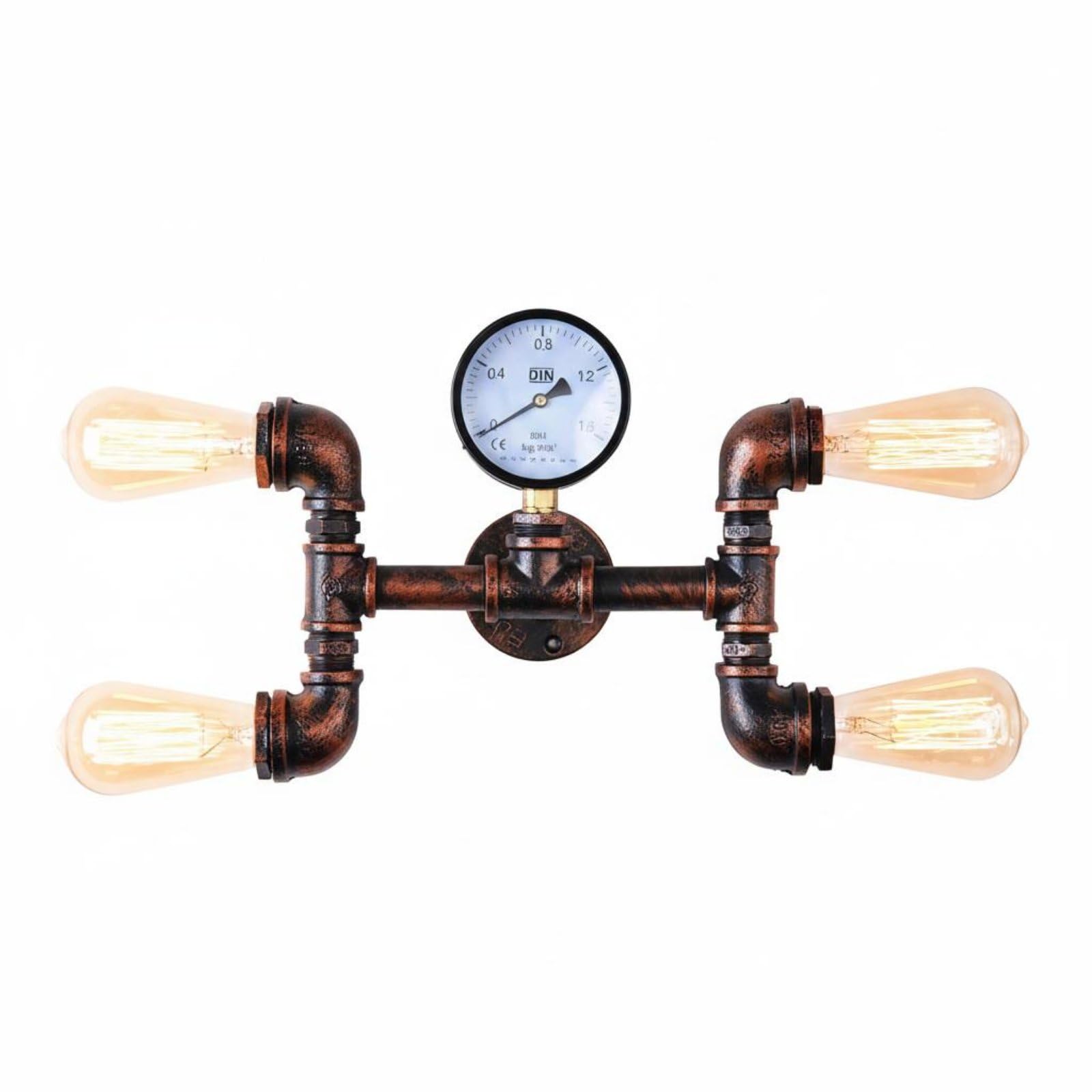 Lampada da Parete Vintage Applique Industriale a Muro Lampada Tubo in Ferro Applique Retrò Finitura Metallo Rustica Robustezza E Funzionalità per