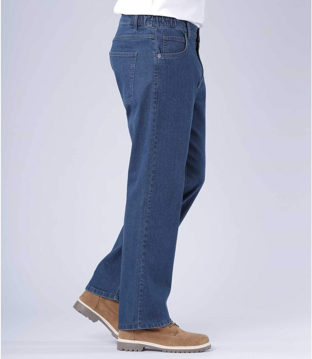ATLAS FOR MEN - Jeans Homme Regular Stretch - Taille Semi-Elastiquée - Coupe Droite - Pantalon Homme - Disponible en Grandes Tailles