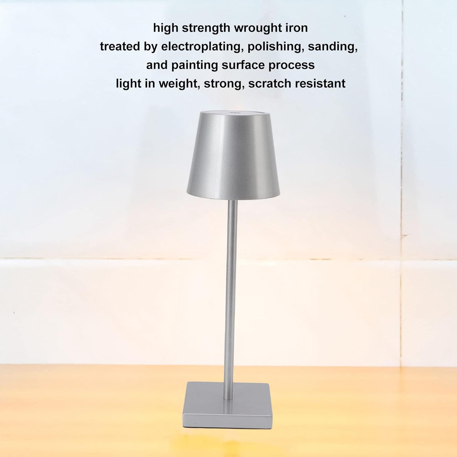 Modern LED Touch Lamp - Rechargeable, High Brightness, Dimmable, Cordless Table Lamp for Restaurant and Bar Ambiance(Silver)
