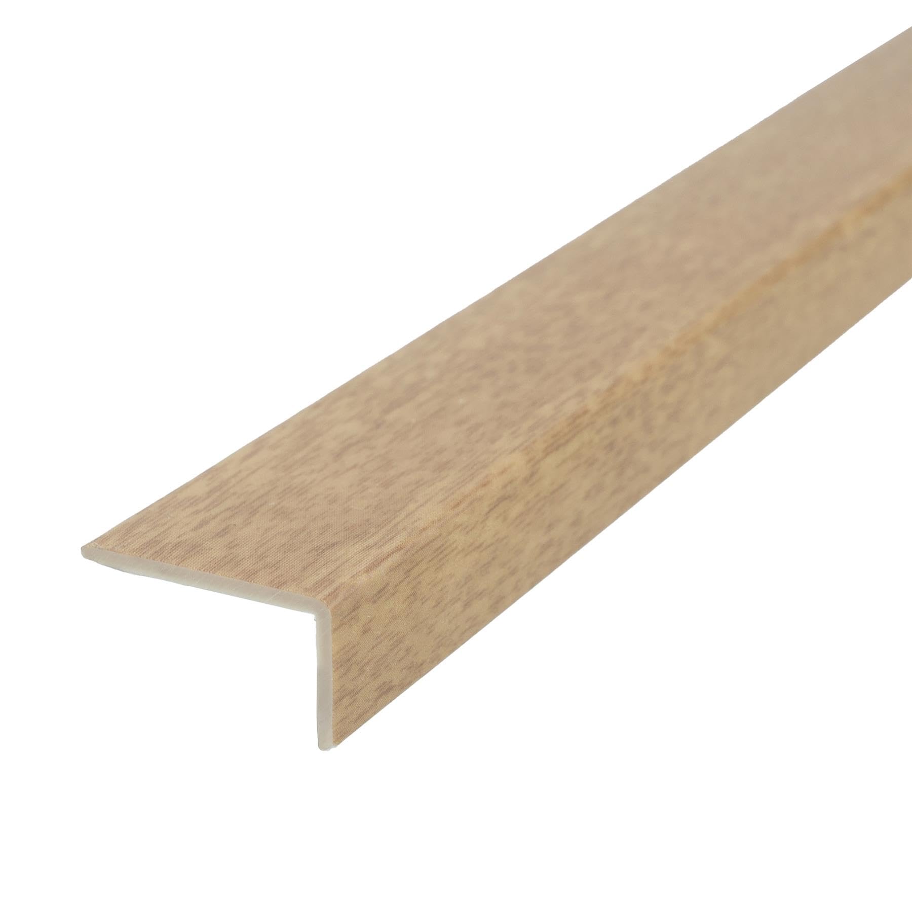 IANPAV UPVC Wood Effect Stair Edge Nosing Trim PVC Self-Adhesive 1000mm x 35mm x 20mm E33, Light Oak