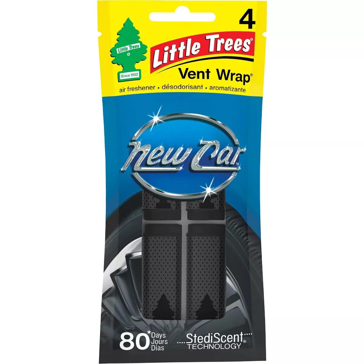 Little Trees Car Air Freshener | Vent Wrap Provides Long-Lasting Scent, Invisibly Fresh! | New Car Scent, 16 count, (4) 4-Packs