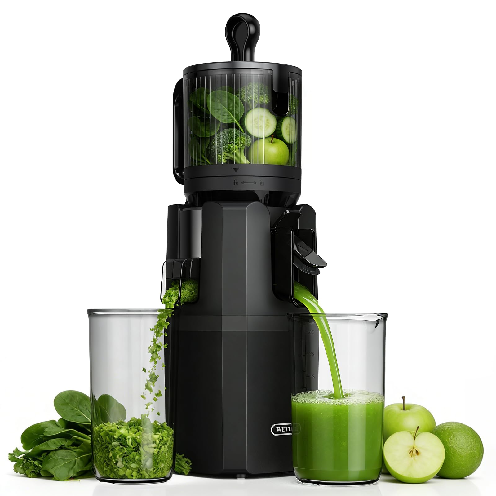 Extracteur de Jus de Fruits et Légumes Entiers, Extracteur Lent Goulotte XXL 120mm, sans BPA, 99% Rendement