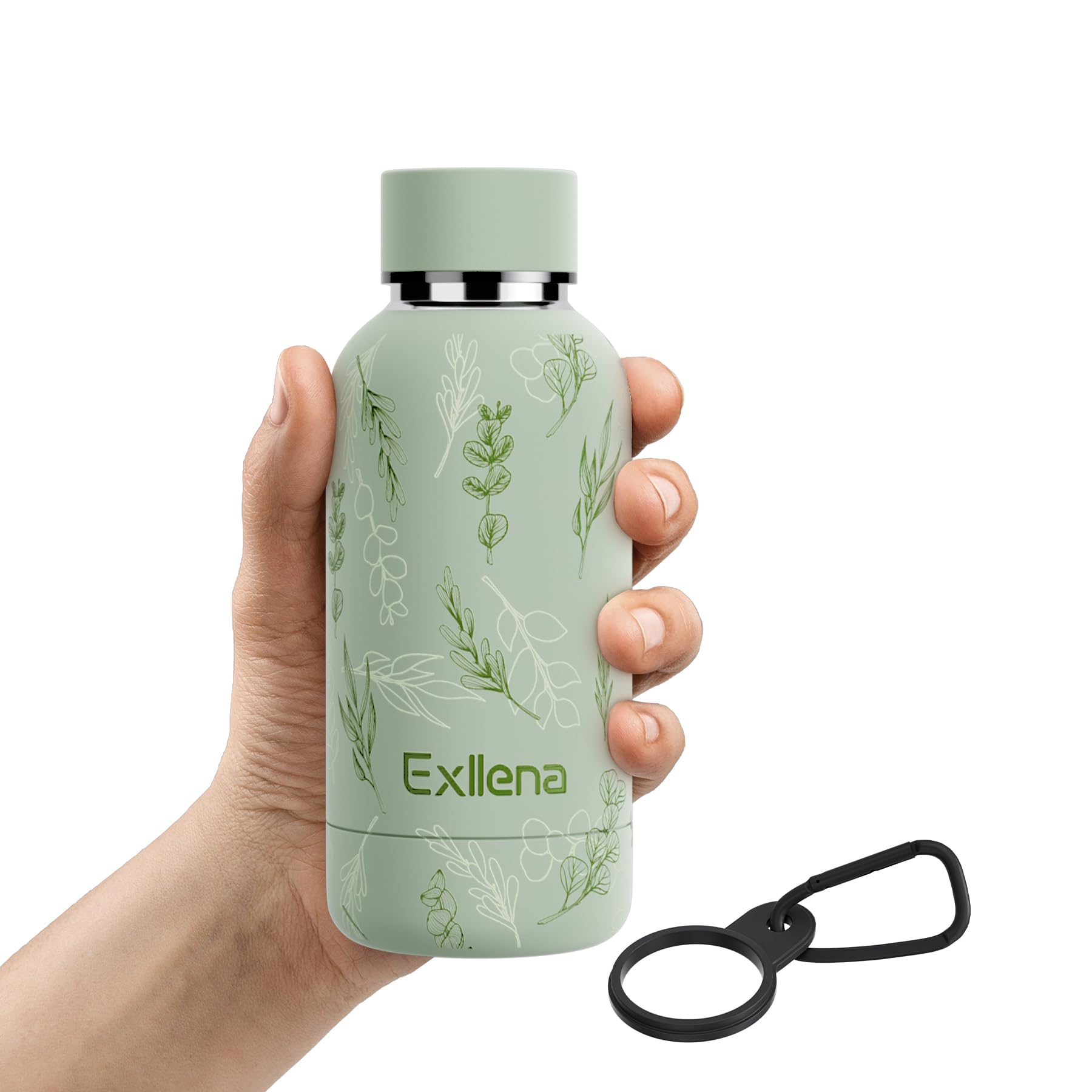 Small Water Bottle 12oz with Clip Double Wall Stainless Steel Vacuum Small Insulated Water Bottle Keeps Drinks Cold