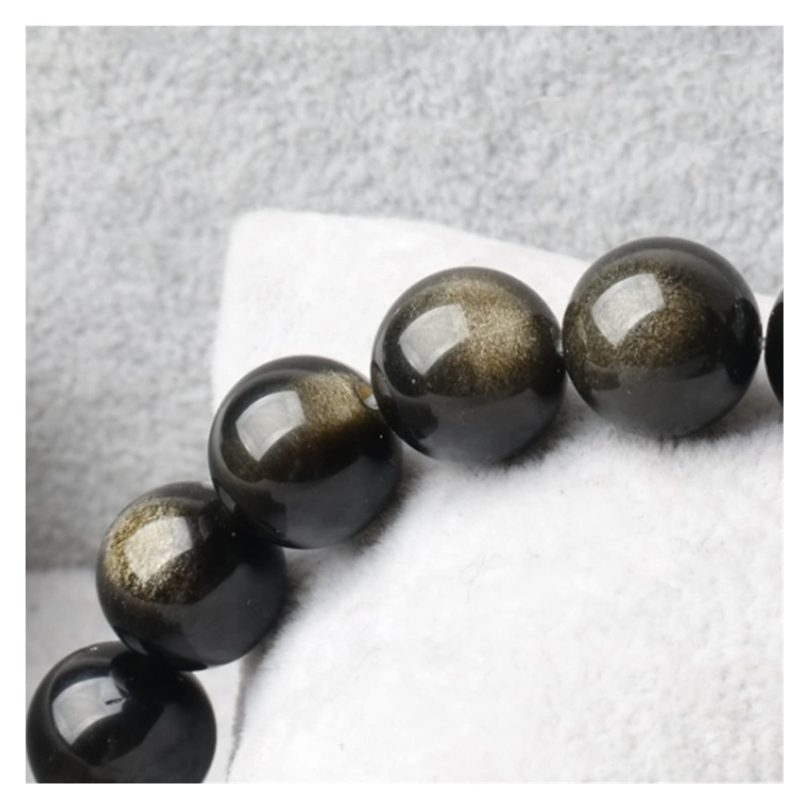 Obsidiana en bruto de cristal Natural 1 Uds piedra de obsidiana Natural redonda lisa 4/6/8/10/12/14/16mm collar pulsera joyería gemas cuentas sueltas 15 pulgadas Inicio Colecciones ( Color : Gold Obsi