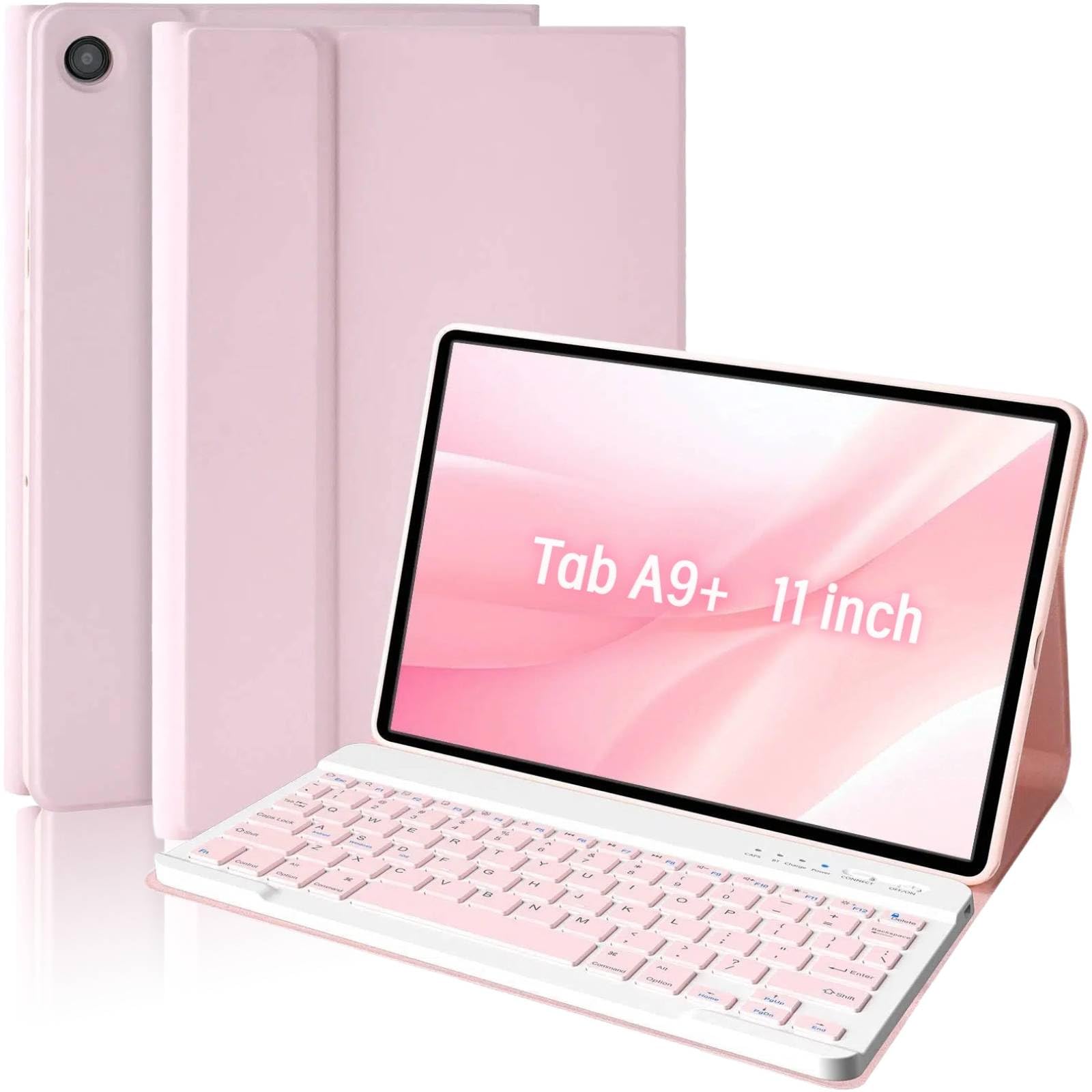 MMK Galaxy Tab A9 Plus Case with Keyboard, Samsung A9 Plus Tablet Case Keyboard (11" 2023, SM-X210/X216/X218), Wireless Detachable-Gentle Mousse Pink