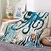 Plaid Couverture Peluche Poulpe Animal Super Douce Chaude 3D Flanelle Voyage Pique-Nique Chambre Canapé-Lit Literie Bébé Petite Couverture Drap de Lit Adulte Enfant 150 x 200 cm