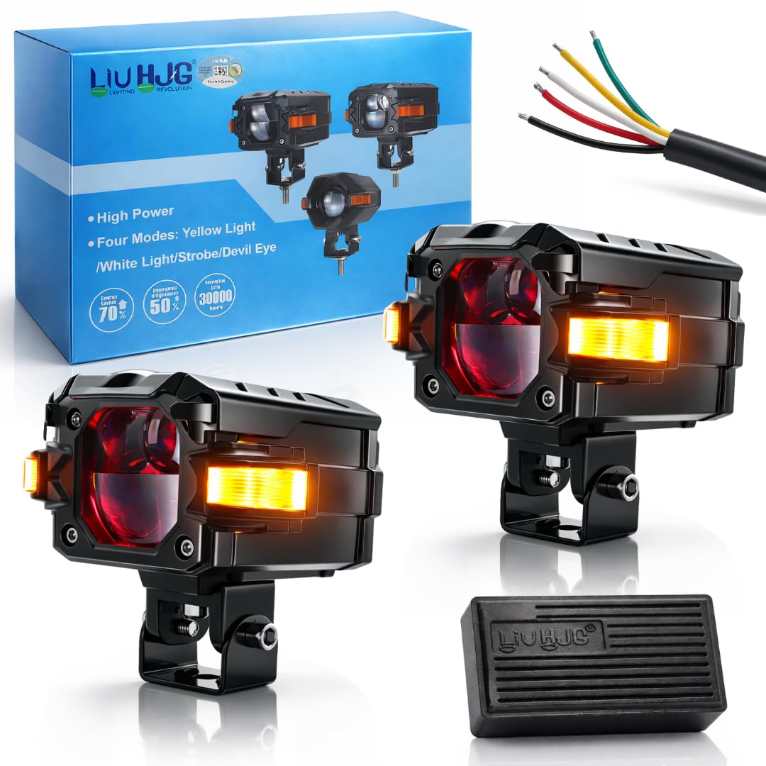 3 Lens Fog Light with Indicator Waterproof 60W Each (120W Total) 12V-80V DC Power Yellow, White, Warm White, Red Devil Eye & Amber Indicator Light Universal fit All Bike & Car Model (Pack 2)-picture-31