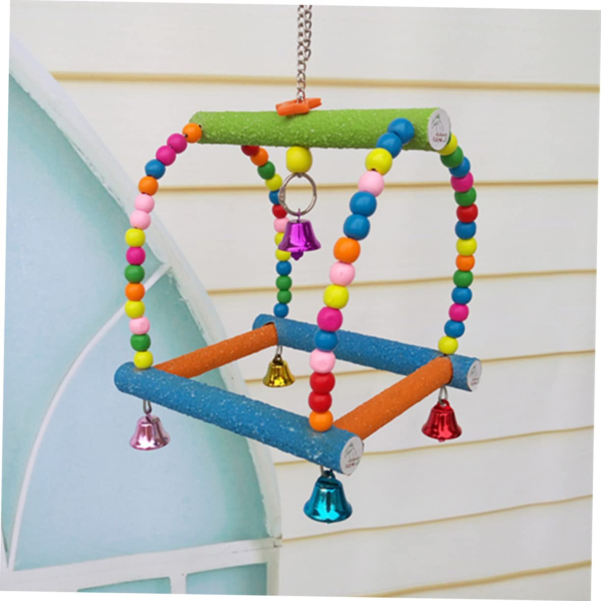 YARNOW Juguete Columpio para Loros de Madera Escalera Creativa para Equilibrio y Aventura, Adecuado para Pájaros Pequeños y Periquitos en Desarrollo y Entretenimiento Color Aleatorio