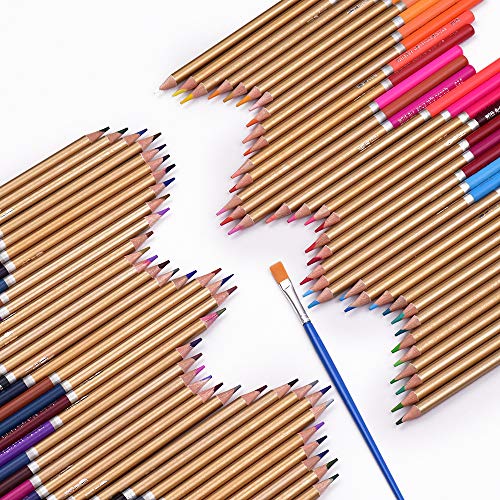 Aibecy Conjunto profissional de 72 lápis de cor pré-apontados solúveis em água com caixa de armazena