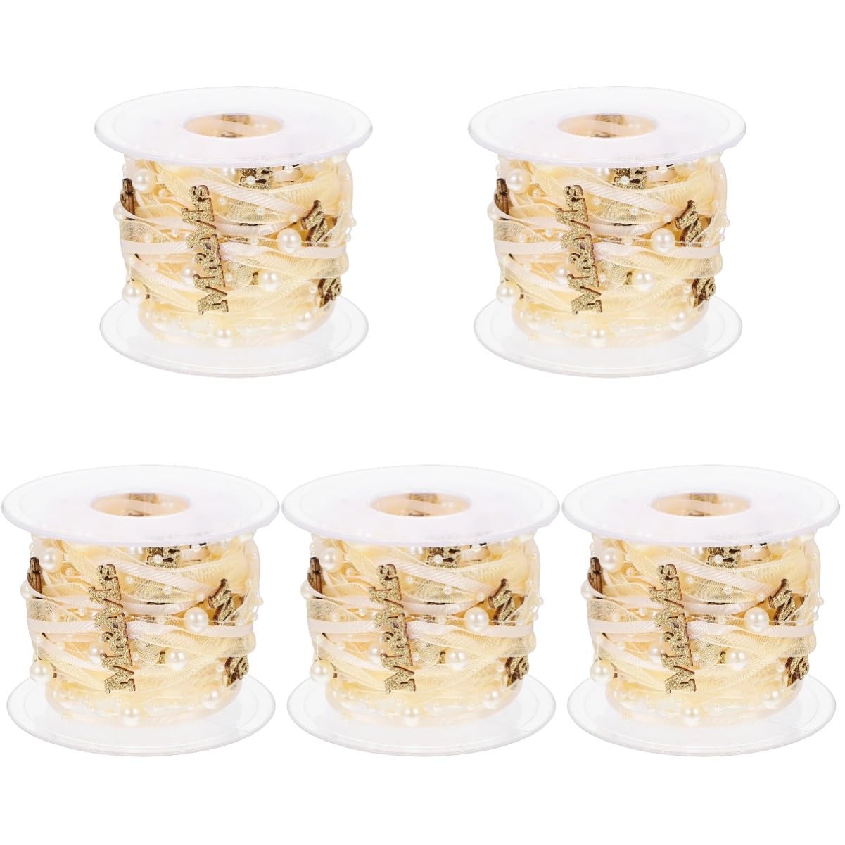 NUOBESTY 5 Rollen Hochzeitsdekorationsband seidenband ribbon hochzeitsstrauß ausgefallene weihnachten weihnachtspresent gracy Geschenkband Schleife Geschenkbänder Polyester Golden