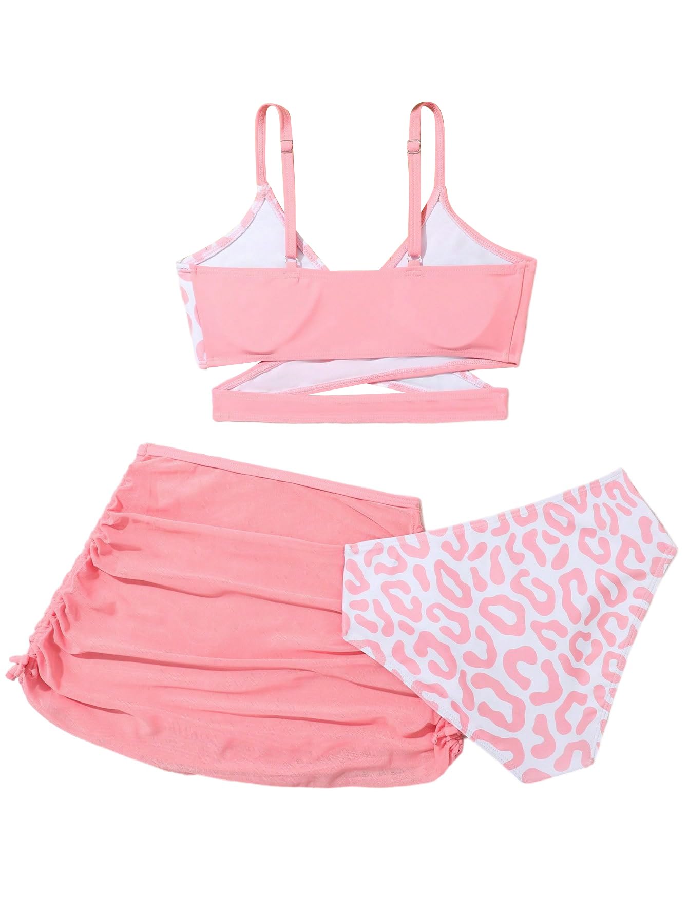 SweatyRocks Conjunto de bikini para niña, traje de baño, parte superior de bikini y pantalones de bikini