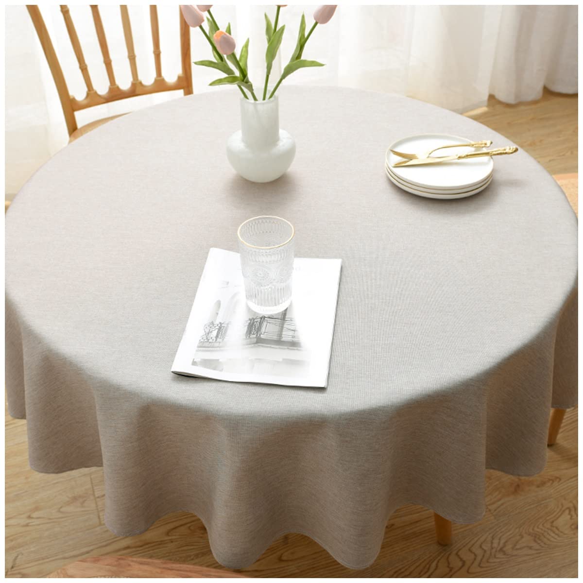 Nappe ronde PVC 200cm facile à nettoyer et à essuyer nappe de table imperméable cuisine