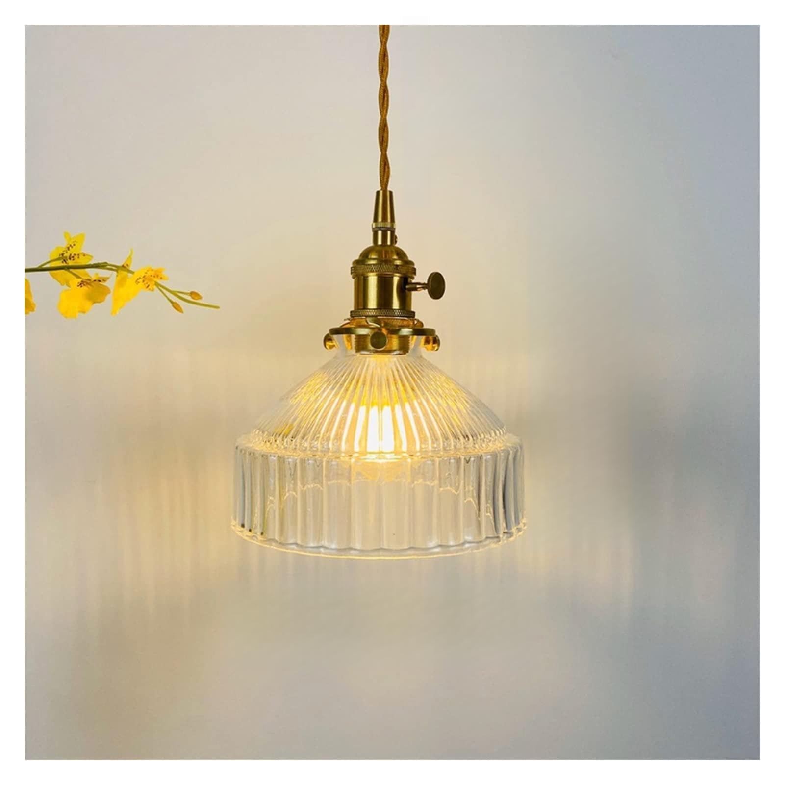 Lustre en cristal style japonais et suspension d'intérieur en verre et laiton