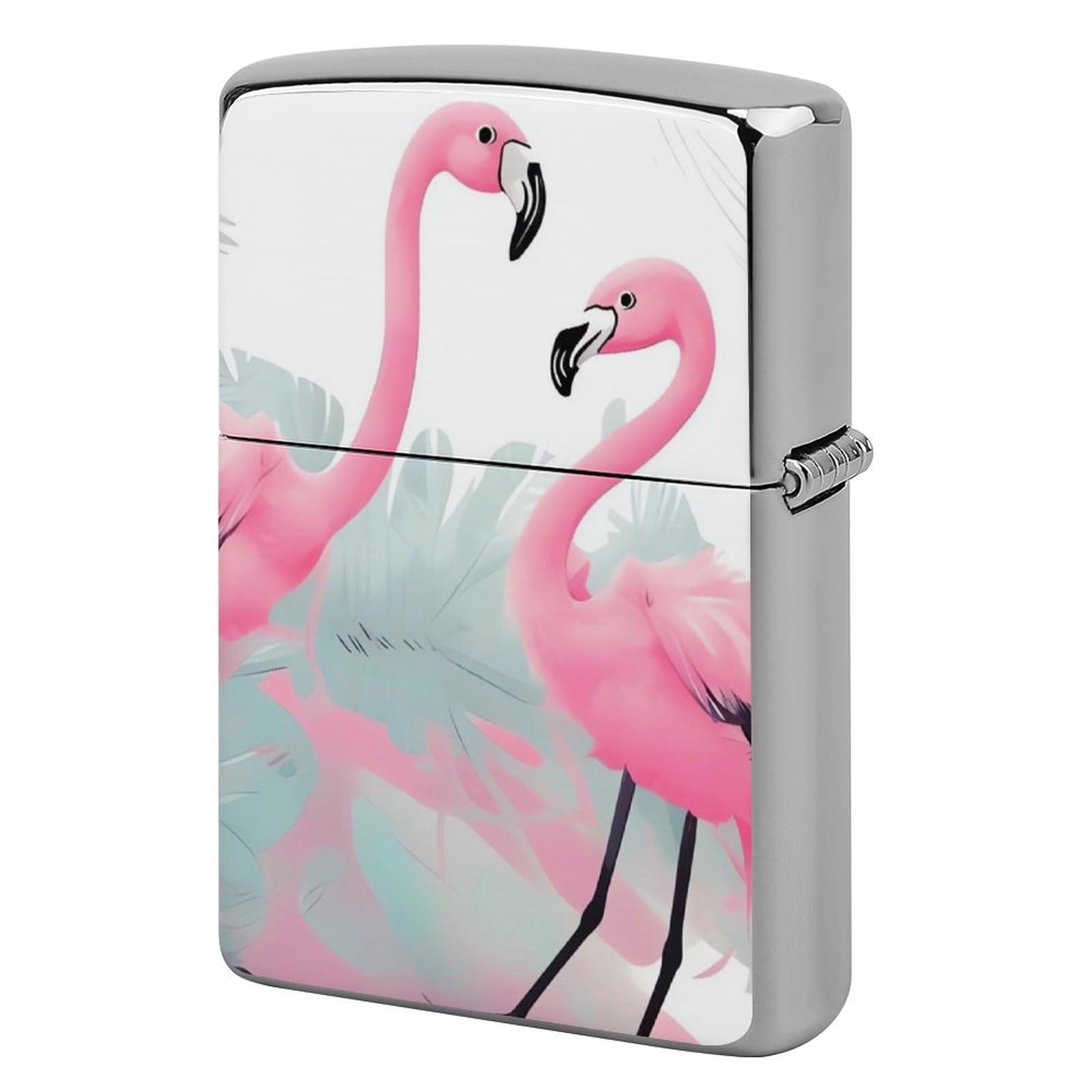 Love Flamingo Lighter Case Vintage Metal Lighter Cover Reusable Lighter Protective Sleeve Unique Design Personalized Lighter Sleeve Holder Against Dust and Scratches