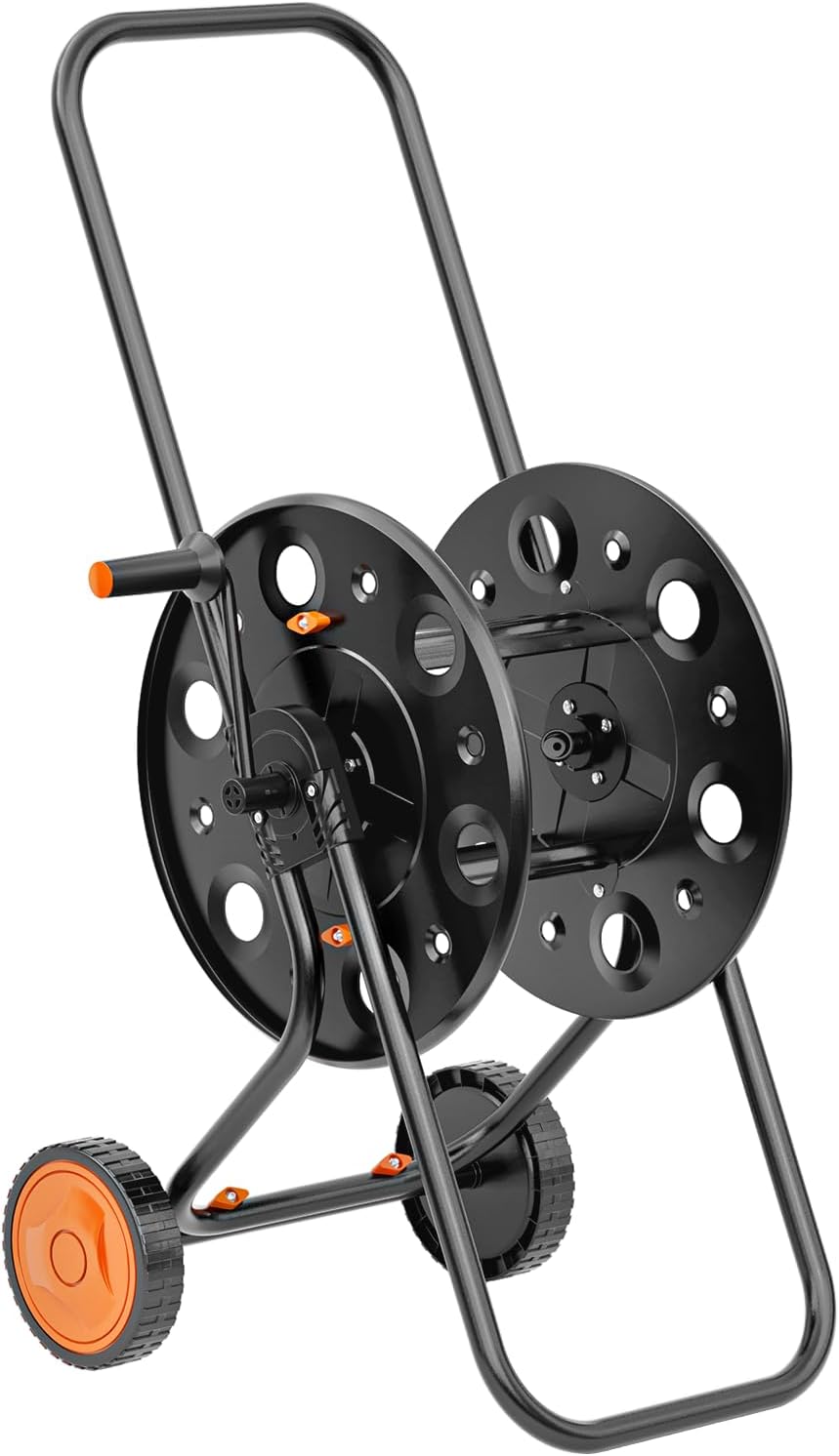 SPECILITE Garden Hose Reel Cart, Holds 75-150 Ft of Hose Storage Holder, Portable Metal Hose Caddy with Wheels, Outdoor Water Hose Reels for Car Washing and Garden Watering
