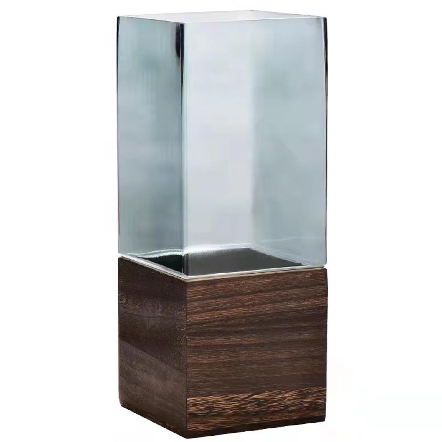 MAADES Glass Vase and Wood Rectangular 30 cm Grey Glass Vase Table Wedding Decoration
