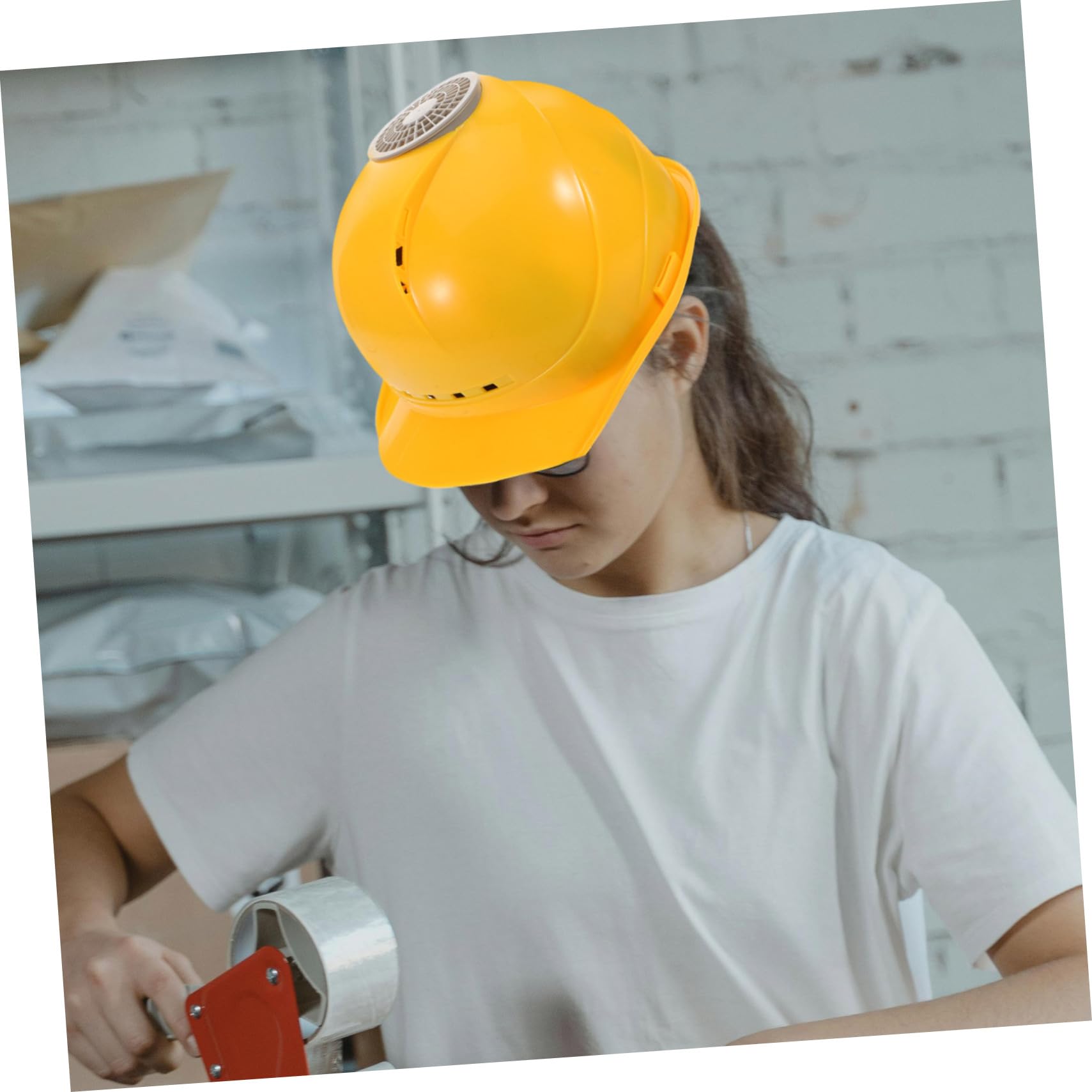 Gatuida Capuche avec Fan Casque de Travail pour la Construction Casque de Ventilateur Casque de Construction Casque de sécurité pour Les Fans Chapeau de Chantier Acier Inoxydable Jaune