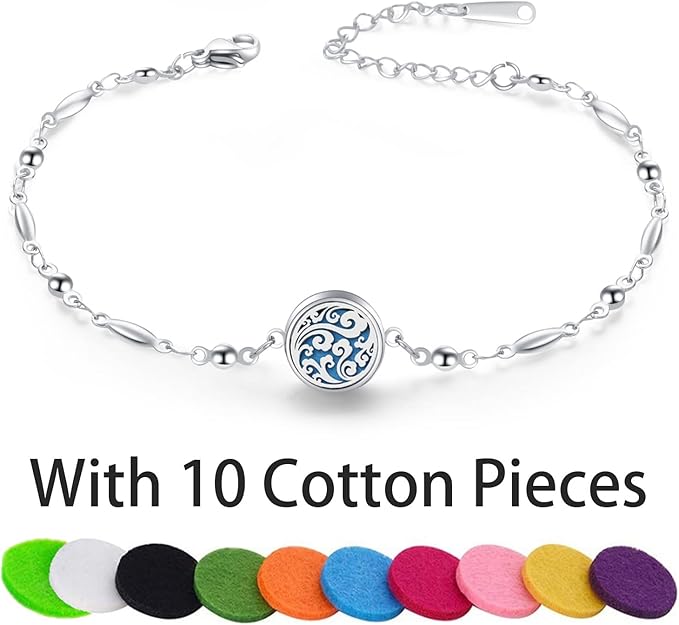 Pulsera difusora de aceites esenciales de acero inoxidable ajustable miniatura 2
