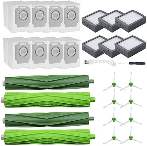Replacement Parts Fit for iRobot Roomba i7 i7+ i3 i3+ i4 i4+ i5 i5+ i6 i6+ i8 i8+ j7 j7+Plus j8 j8+ E5 E6 E7 Robot Vacuum,2 Set Brushes,6 Filters,8