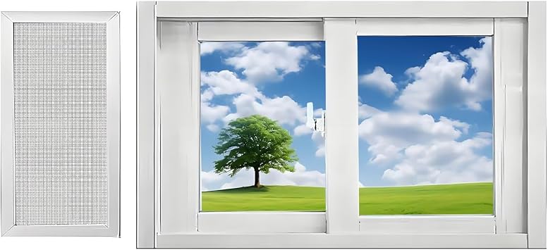 Sliding Window for Basement, Little Horizontal Replacement Window with Glass & Screen,48x16in / 122x41cm White,for Bathroom/Kitchen/Lofts/Garage/Barns, Aluminum with Screen