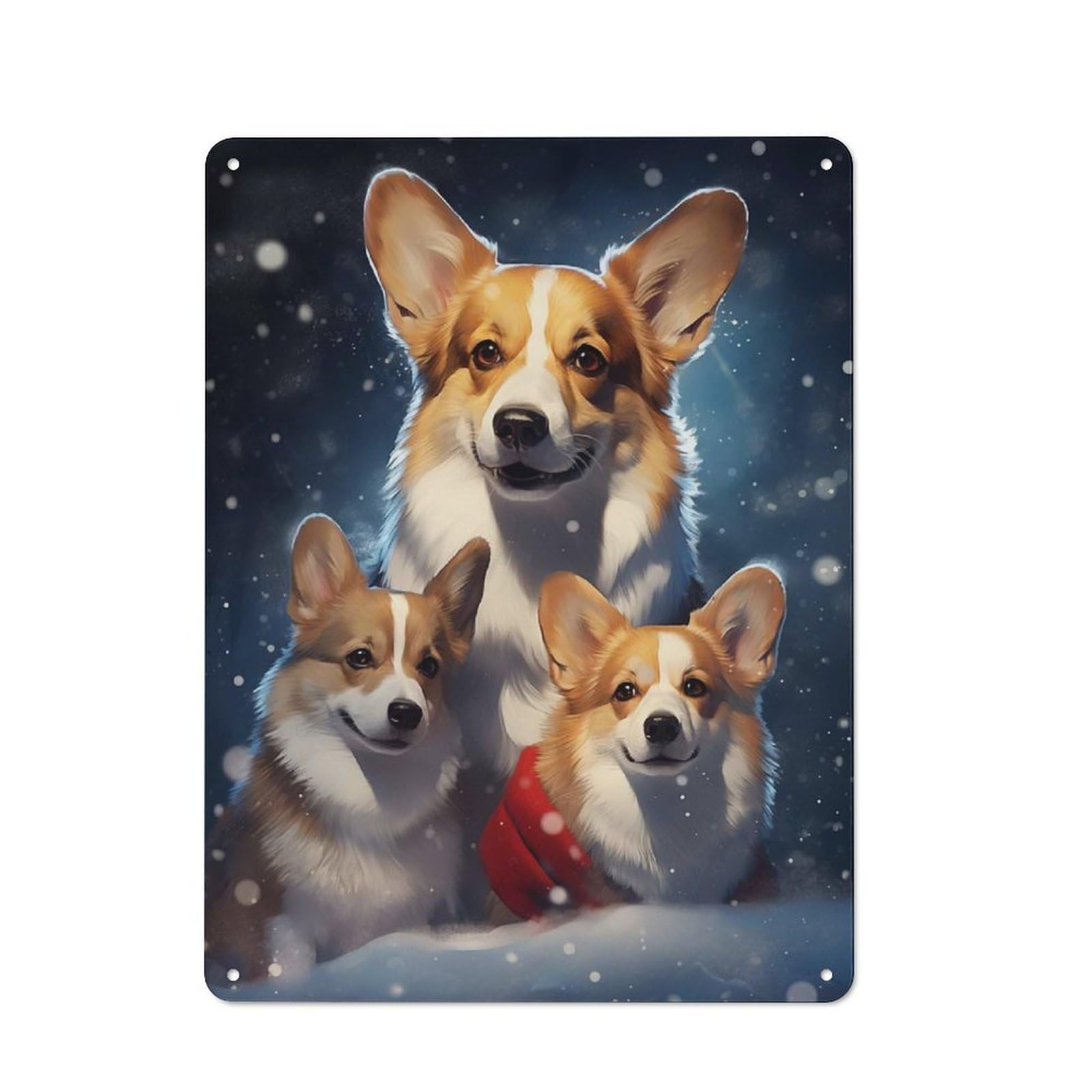 Junmoney Corgi Family Christmas Industrial-Style Metal Sign 40X30cm For Home Bar Wall, Housewarming Wall Decor For People Furnishing Home Bar