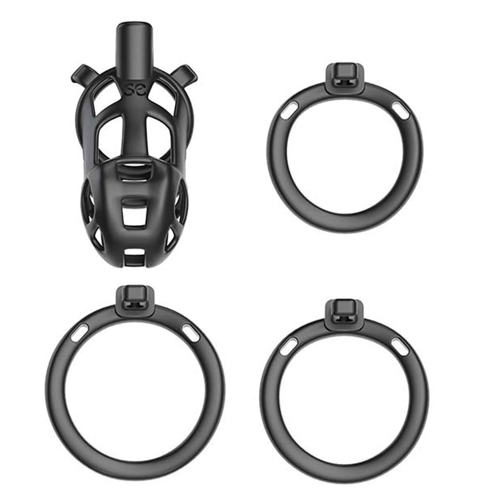 8.0 Cages de Chasteté Chastity Cage Male,Résine 3D Cages de Chastete,Avec 3 Tailles Anneaux de Pénis & Serrure Invisible,Ceintures de Chasteté,Cage à Pénis pour Hommes (L)
