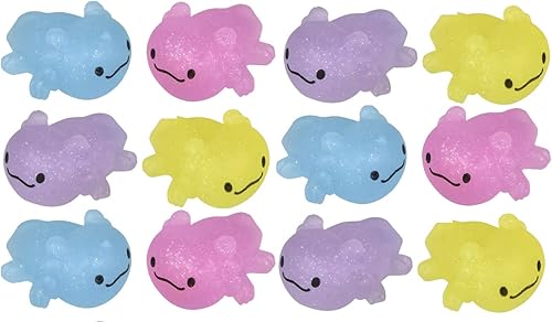 Juego de 12 animales blandos de ajolote Mochi  Kawaii  Lindos juguetes envueltos individualmente en caja  Sensorial, Estrés, Fidget Party Favor Toy