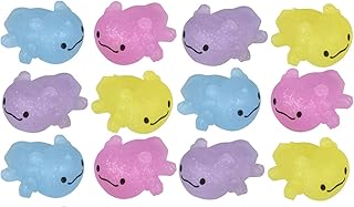 Set of 12 Axolotl Mochi Squishy Animals - Kawaii - Cute Individually Boxed Wrapped Toys - Sensory, Stress, Fidget Party Favor Toy (Set of 12 (1 Dozen))