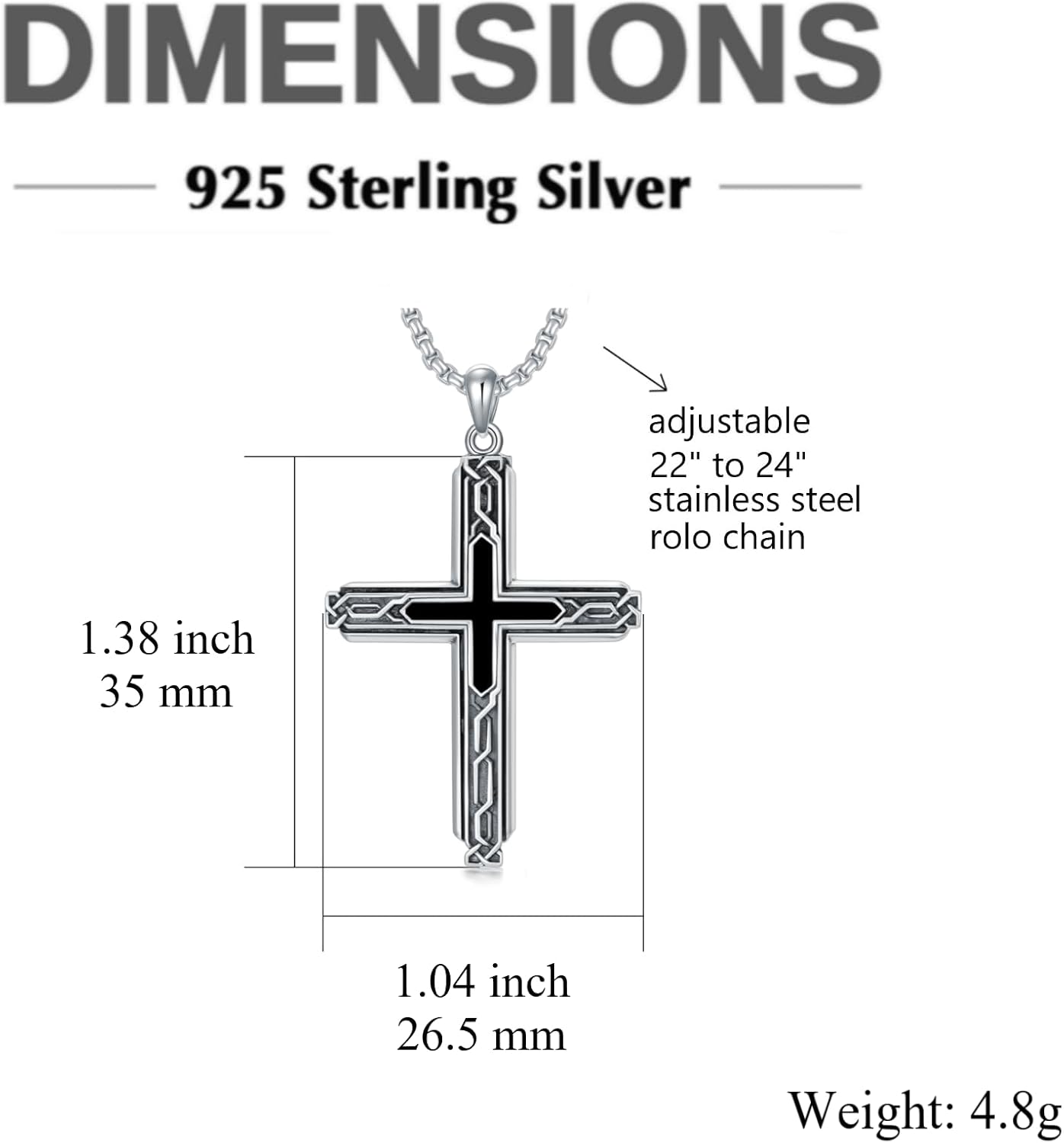 SIMONLY Cross Necklace 925 Sterling Silver Abalone Obsidian Opal Tigers Eye Turquoise Necklace Celtic Knot Lapis lazuli Pendant Protection Catholic Jewelry Religious Christian Gifts for Men Women - Image 6