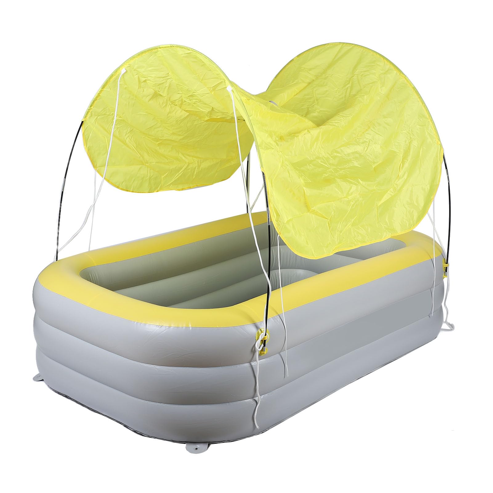 Qcwwy Aufblasbarer Familienpool, Aufblasbares Schwimmbad, Aufblasbares Kinderbecken mit Sonnenschutzdach für, Hinterhof, Garten, Spielplatz, 2,1 M X 82,7 Zoll, Blau (Yellow)