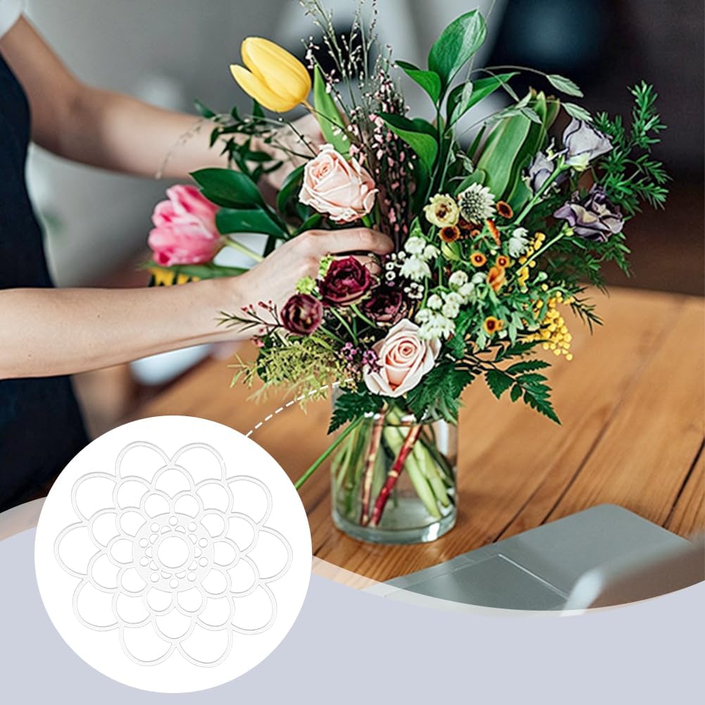WEBEEDY 8 Pcs 4 Sizes Acrylic Flower Frog Arranging Grid Bouquet Stem Holder, Transparent Floral Frogs Lid for Vase Fresh Flowers Plant Arrangement Fixation Supplies, 7.7/10.2/12.7/15.3cm (3/4/5/6")