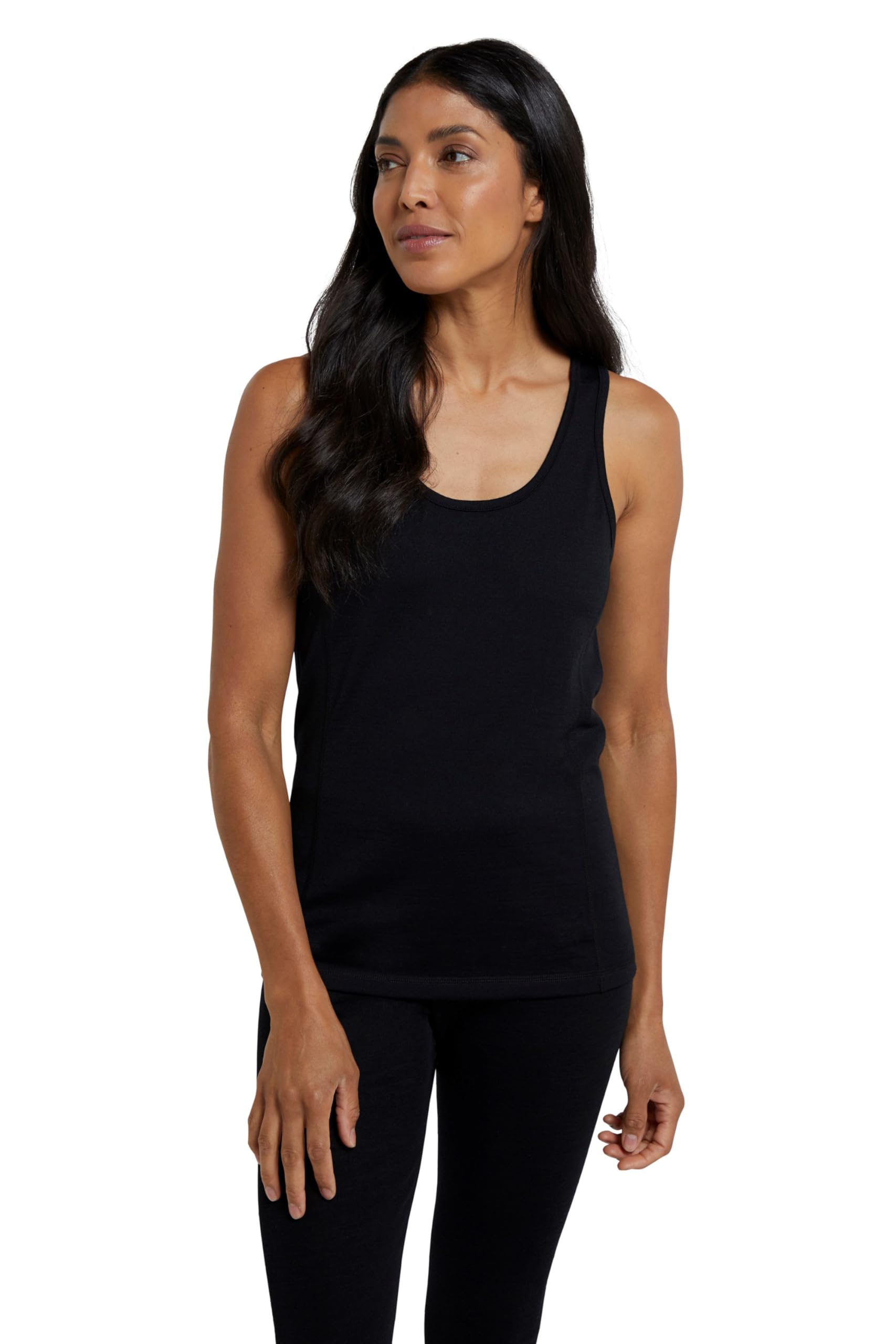 Mountain Warehouse Merino Womens Cami Tank Top - Isotherm, Breathable, Lightweight, Ladies Baselayer - Best for Winter Camping, Outdoors, Travelling & Hiking Jet Black Women's Size 8