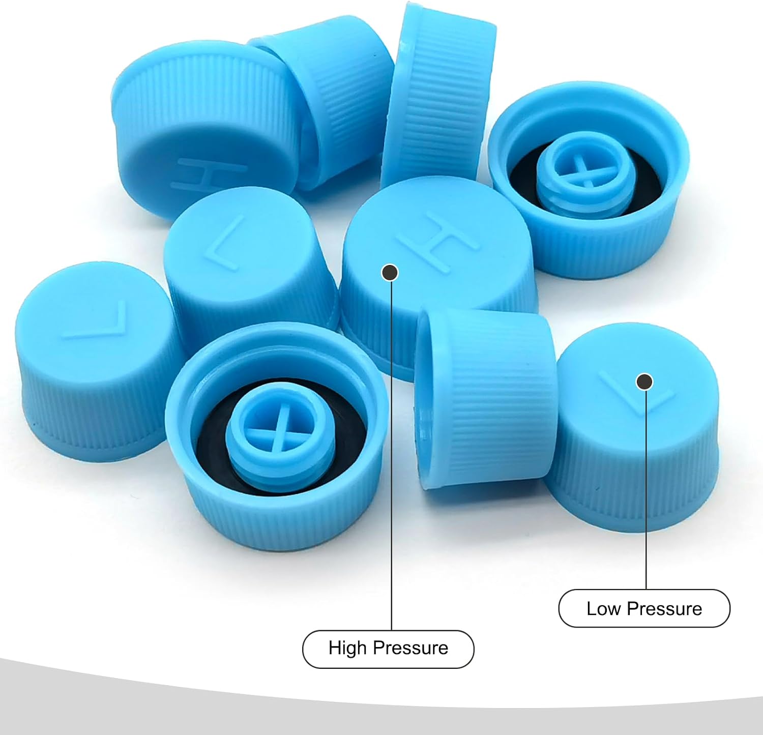 10 PCS Car Air Conditioner Dustproof Valve Cover,Car AC Low Pressure Port Caps and High Pressure AC Caps, Car Air Conditioner Accessories, Universal for Most Cars (Blue)