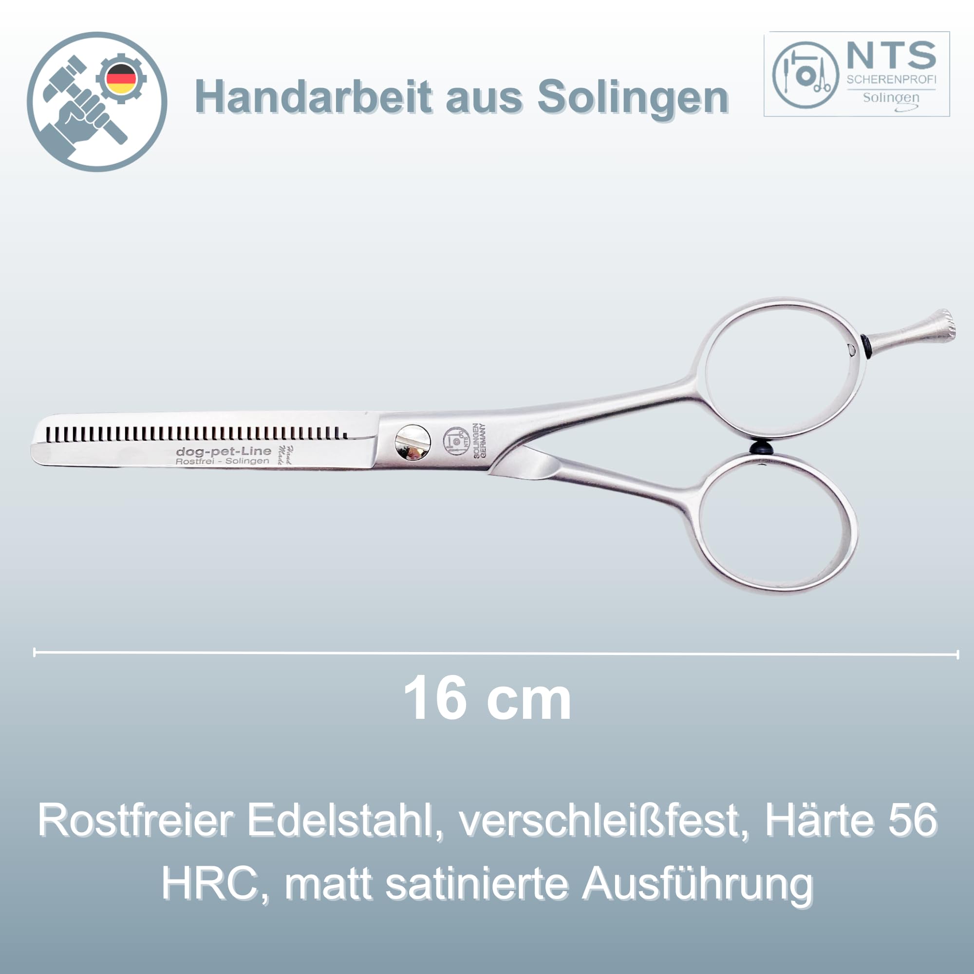 6,25" Hunde-Effilierschere Fellschere ROSTFREI Hunde-Haarschere aus der Manufaktur von NTS-Solingen