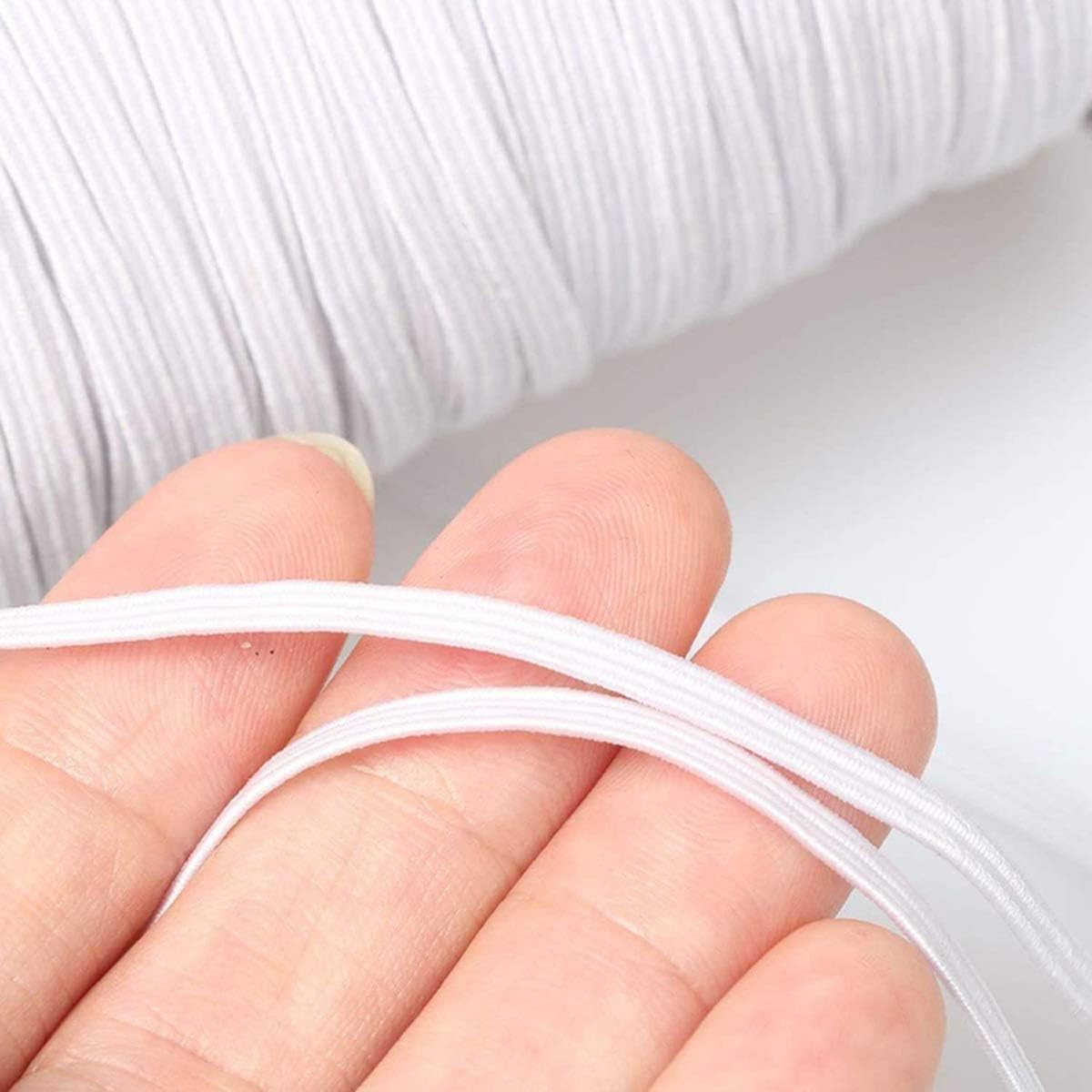 55-Yards 1/4 Width Braided Elastic Band Cord, White Heavy Stretch Knit Elastic Band for Sewing Crafts DIY [US STOCK]