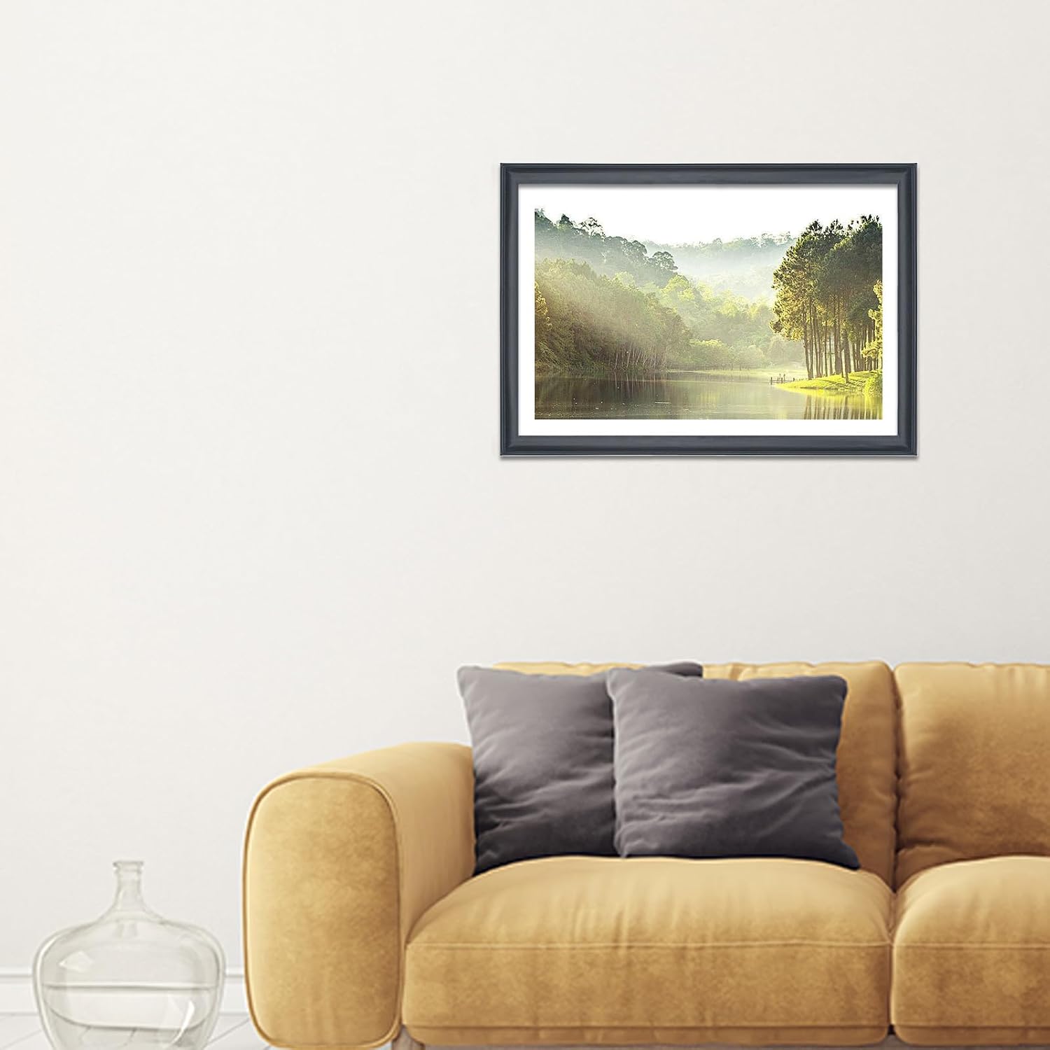 17x25 Picture Frame Solid Wood Black, Display 15"x23" (With mat) or 17"x25" (Without mat) Photos, Poster, Painting,Puzzles (X23B1725W1523)