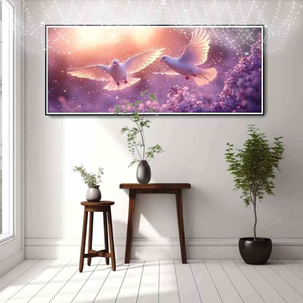5D DIY zestaw do malowania diamentami, gołębi, obraz z krajobrazu diamentowy dla dorosłych duży 70 x 140 cm, DIY mozaika haft ścieg krzyżykowy zestaw do malowania diamentami, obraz dziecięcy do