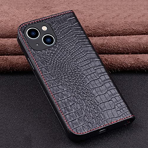 Étui en cuir véritable pour iPhone 14 avec coutures contrastées élégantes - 5