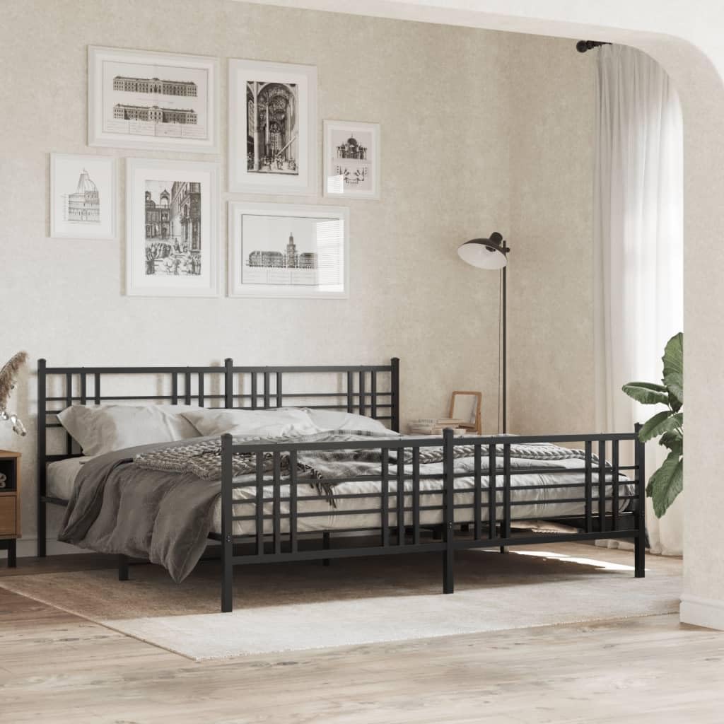 Black Steel Full Bed Frame Durable Heavy-Duty Platform with Slatted Foundation, Sturdy Nonslip Design and Easy Assembly for Bedroom Storage and Mattress Support