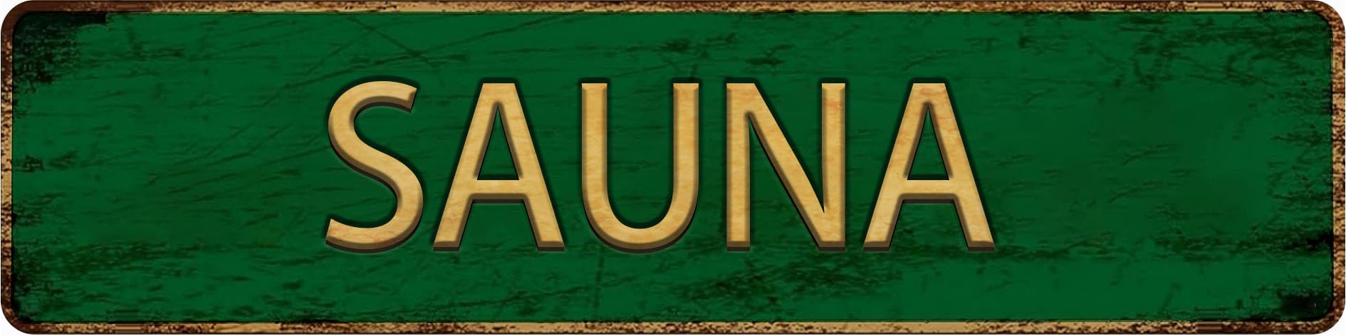 Vintage Metal Tin Sign SAUNA 4x16 Inch,Street Sign for Home,Restaurant,Bar,Cafe,Garage - Retro Wall Decor Plaque