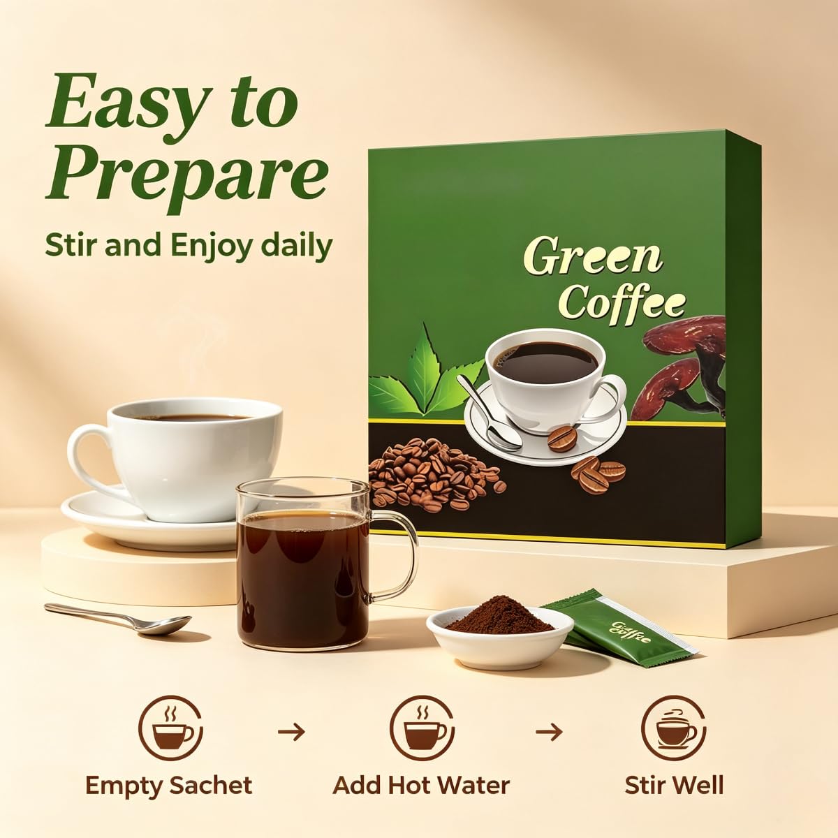 Fórmula Ganoderma‑café verde‑Nutrición vegetal dietética