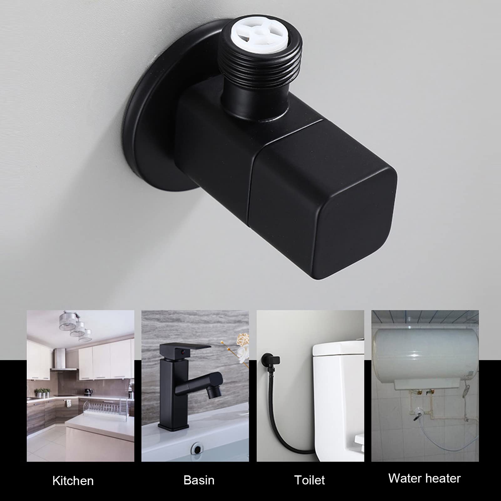 Valvola Di Arresto Acqua G1/2 Angolo - Nero, Per Lavabo E Bagno - Foto 4