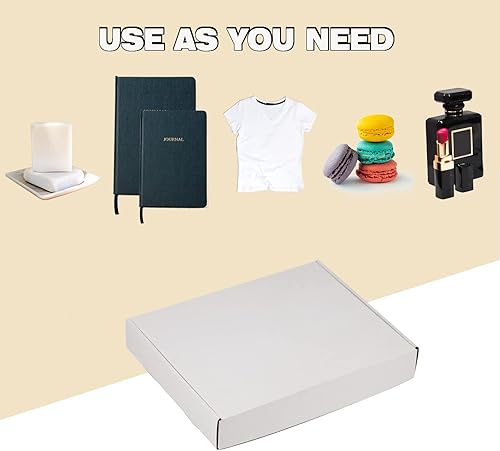 Miniatura 118 de Cajas de envío de 6 x 6 x 2 pulgadas, paquete de 25 cajas de cartón corrugado marrón para pequeñas empresas, embalaje y correo Marrón,Blanco