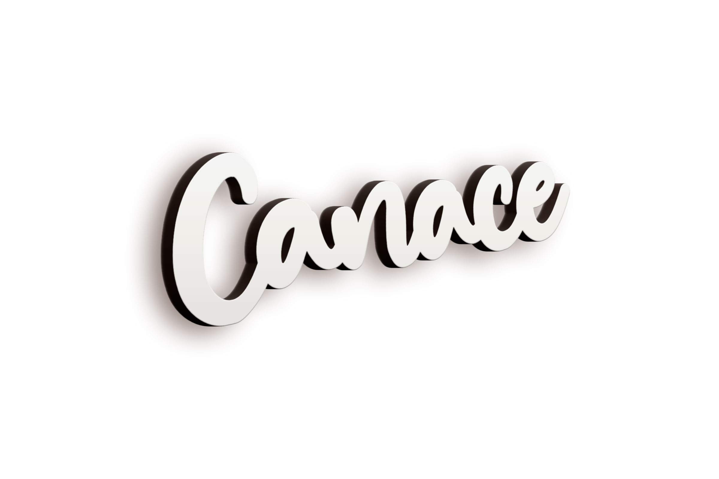 SPIRITSHIRTSHOP Canace Lettering | Personalised Font Cut Out with Name | 2 Sizes | Colour: White
