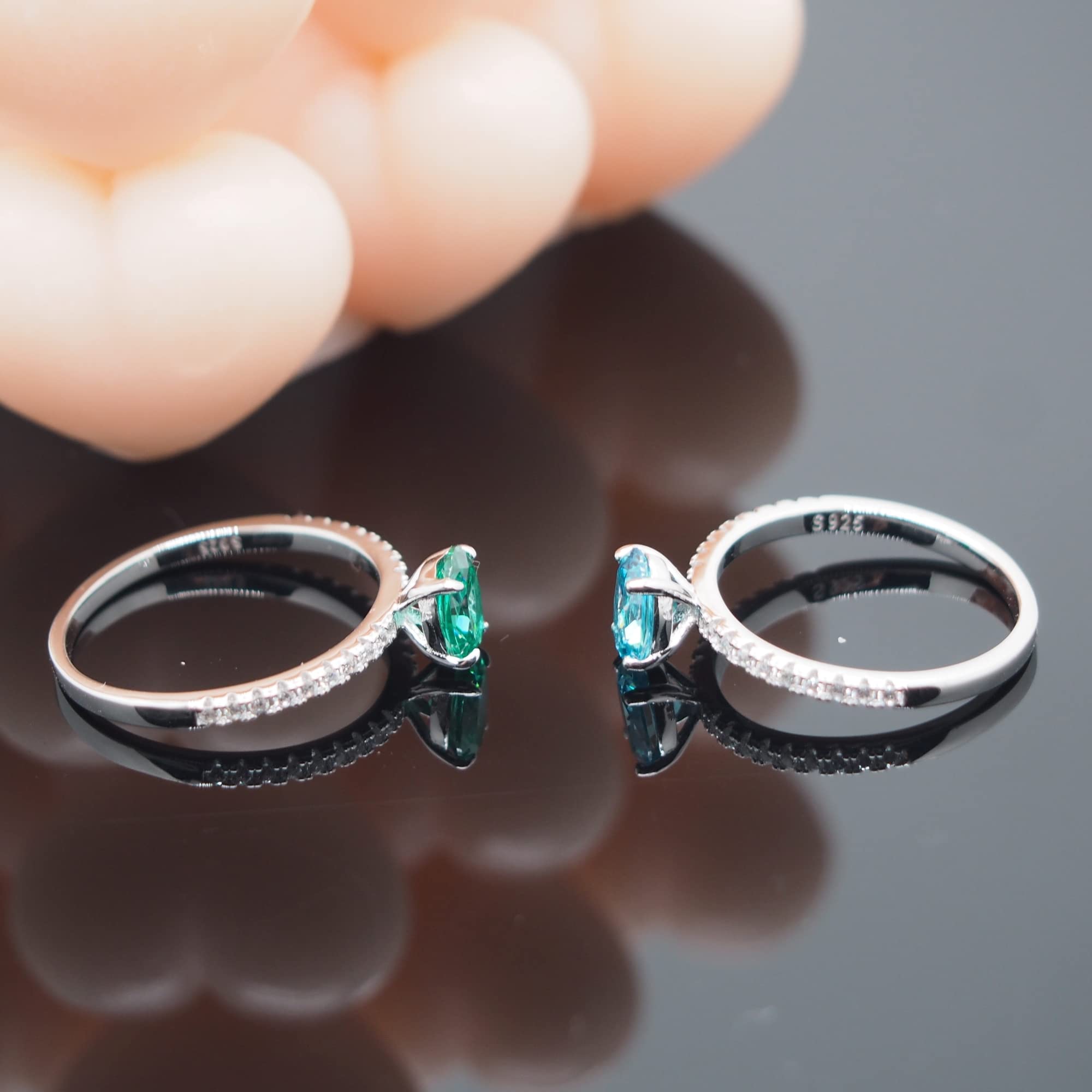 Anello da donna in argento sterling 925 con tormalina Paraiba, anello alla moda con pietre preziose da donna, gioielli da donna