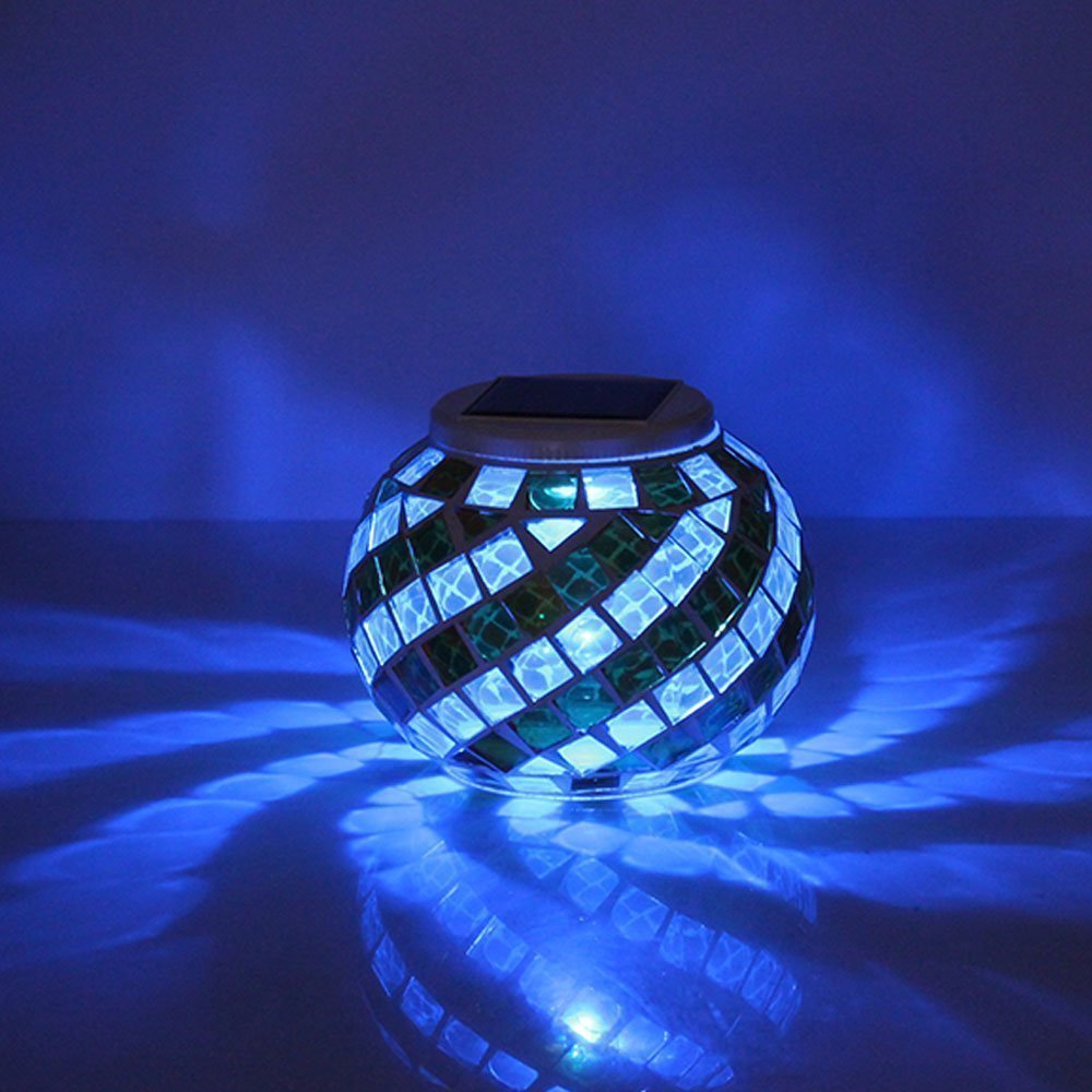 SUAVER Luce Notturna Lampada solare Cristallo, Lampada da Tavolo LED,Cambiare Colore Luce di Notte, Luci decorazione impermeabile per Balcone, Giardino, Partito, Natale, Compleanno (Palla