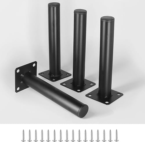 Miniatura 8 de Patas negras para muebles de 7.5 pulgadas  7.480 in, 4 patas modernas para sofá, patas de repuesto para gabinete, patas de metal resistentes con