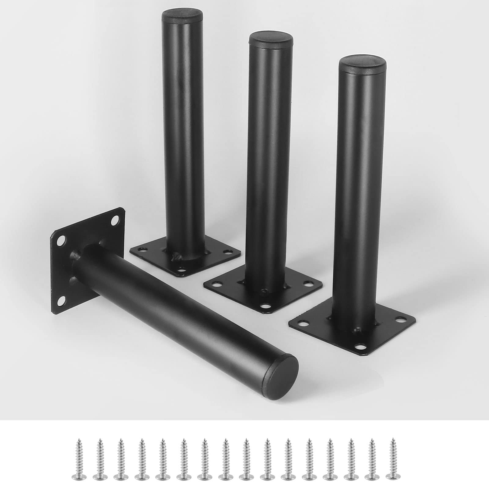 Masendelk Black Furniture Legs 6.7 Inch / 170mm, 4pcs Modern Sofa Legs Cabinet Replacement Legs, Heavy Duty Metal Legs with Mounting Screw for