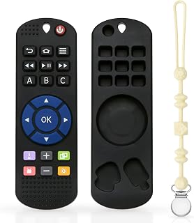 MISSLILI Silicone Baby Teething Toys and Pacifier Clip, TV Remote Control Shape Silicone Toddler Teething Toys for Babies 0-24 Months, Infant Teether Toys, Relief Baby Teething Gum Discomfort